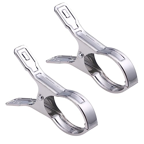 Ciieeo 2 Piezas Clips de edredón tendedero Plegable montado en la Pared Estante para Secadora de Ropa Pinzas Tender Ropa Clips elásticos de Acero Inoxidable Espesar Clips de Tela Silver