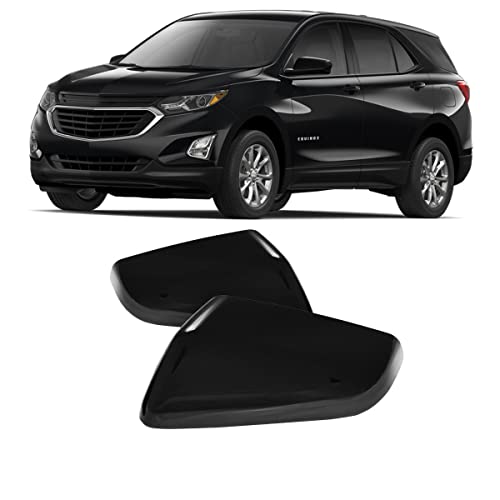 CHIESMA, Mirror Cover For 2018-2024 Chevrolet Equinox & 2018-2021 GMC Terrain,Gloss Black ABS Painted Rearview Mirror Covers(Not the Replacement)