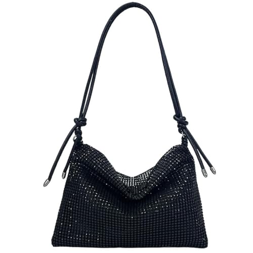 strrng Black Clutch Bag, Timeless Net Diamond Evening Bags for Women Rhinestone, Elegant Sparkling Black Evening Bag Luxurious, All-Occasion Clutch Bags for Women Wedding Banquet Prom Celebration