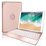 NOKBABO iPad Keyboard Case for iPad Pro 9.7 Inch, New 2018 iPad, 2017 iPad, iPad Air 1 and 2 Bluetooth Keyboard with 130° Smart Folio Hard Back Cover, Ultra Slim, Auto Wake and Sleep (Rose Gold)