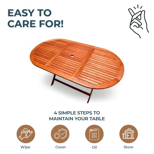 Casaria® Alabama Wooden Garden Table Dining Table | Foldable | Fsc®-Certified Acacia Wood | 160 X 85 X 75 Cm | Wood Patio Table Garden Table Garden Furniture - 5