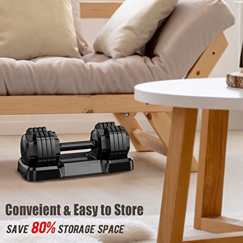 Givimo Adjustable Dumbbell 50Lb Single Dumbbell For Men And Women With Anti-Slip Metal Handle,Fast Adjust Weight By Turning Handle,16 In 1 Free Weights Dumbbell With Tray Suitable For Full Body Workout Fitness #TOP5