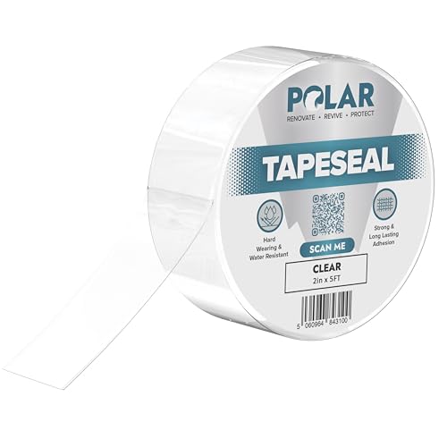 Image of Polar TapeSeal Clear - 2 inch x 5 ft | Rubberised Waterproof Tape for Leaks & Cracks on Roofs, PVC Pipes, Downpipes, Plumbing & Gutters | All-Purpose Indoor & Outdoor Sealant Tape for Lasting Protection