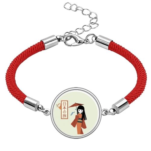 Pulsera tradicional japonesa de cuerda roja: amuleto ajustable sin metal para niña