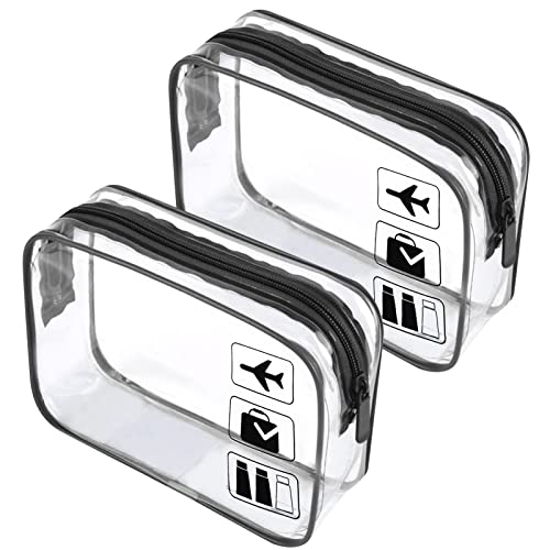 Clear Travel Toiletry Bag TSA Approved Quart Size Travel Bag Clear Airport Carry on Liquid Bag Cosmetic Pouch Clear Shower Bag Transparent Toiletries Bag Plastic Airport Security Toiletry Bags