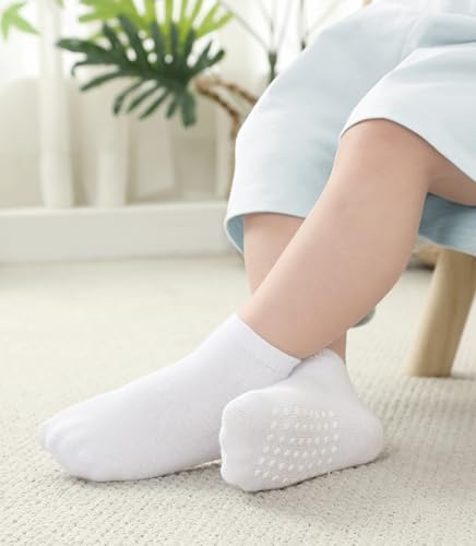 Image of JAKIDAR 12-Pair Baby Socks Non-Slip Cotton Toddler Socks Ankle Socks for Baby Toddler Kids