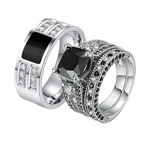 Bagues couple anneaux 2PCS de haute finition noire mate