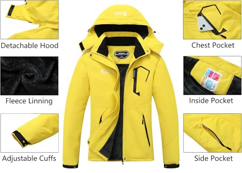 Image of MOERDENG Women's Waterproof Ski Jacket Warm Winter Snow Coat Mountain Windbreaker Hooded Raincoat Jacket