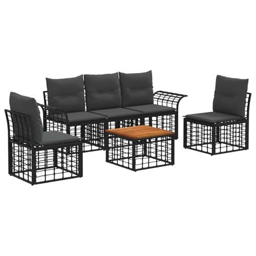 Canapé d'extérieur modulable et résistant aux intempéries vidaXL ensemble 6 pcs noir