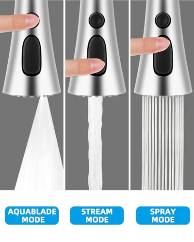 Miniatura 4 de Hibbent Cabezal Recambio Grifo Cocina, 9 Adaptador Grifo Lavabo Compatible Con La Mayoría De Los Grifos, Grifo De Cocina Extraible De 3 Funciones, Universal G1 2, Cromado