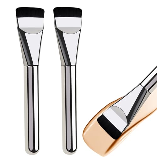 2 Stück Foundation Pinsel Flach, Puderpinsel für Flüssiger, Flach Foundation Concealer Brush, Ultra Thin Foundation Brush, Foundation Pinsel, Makeup Concealer Brush, Geschenke für Mädchen, Damen