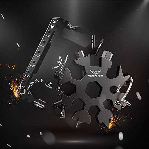 Valentines Day Gift For Him, TF TakeFlight Tactical EDC Credit Card Multitool Gifts Set, Ultimate Multi Tool Pocket Gadgets for Men, Snowflake Screwdriver, Wallet Survival Gear, Durable TactileCard