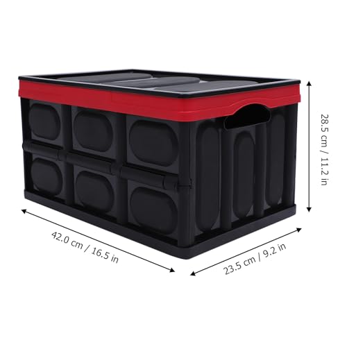 Boîte de rangement pliable voiture ABS rouge grand volume coffre - 3