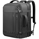 Carry On Backpack,50-60L Expandable Large Capacity Travel Backpack with Cable Access Port Fits18.4 Inch Laptop,Water Resistant Weekender Backpack for Men Women Business College Hiking Commuting,Black