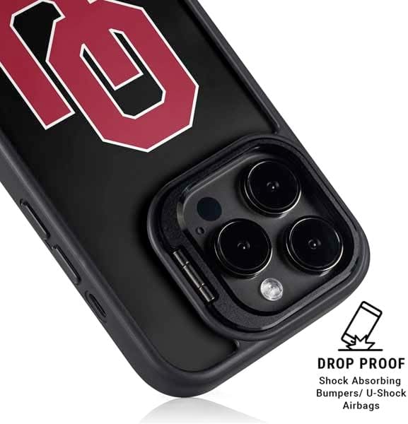 Skinit Kickstand Phone Case Compatible with iPhone 16 Pro Max - Officially Licensed University of Oklahoma Sooners Black Design