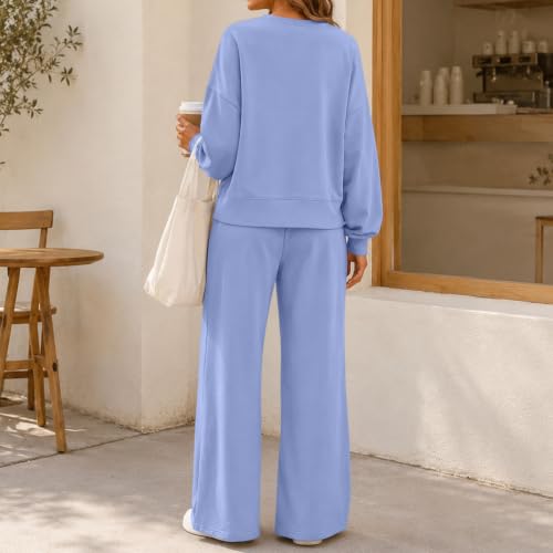 Rianclud Womens 2 Piece Sets Fall Outfits Long Sleeve Sweatshirt Matching Wide Leg Pants Lounge Sets Sweatsuits Tracksuit — view 3