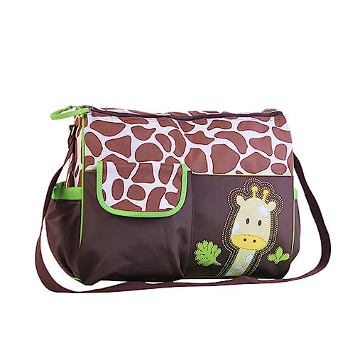 Image of Multifunctional Mummy Handbag Large Capacity Baby Diaper Nappy Changing Bag Waterproof Tote Bag Giraffe Pattern with Green Brim, Mummy handbags, Christmas Decor