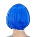 SWACC 10 Inch Short Straight Bob Wig with Bangs Synthetic Colorful Cosplay Daily Party Flapper Wig for Women with Wig Cap (Blue)
