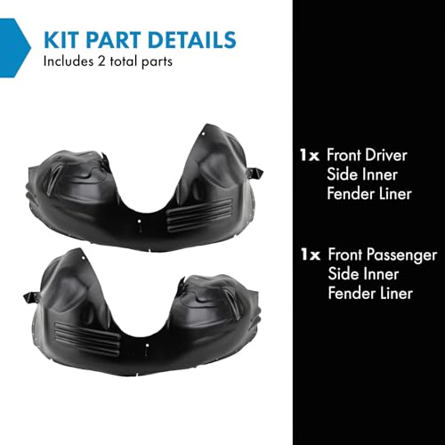 Image of TRQ Front Driver and Passenger Side Inner Fender Liner Set Compatible with 10-19 Ford Taurus