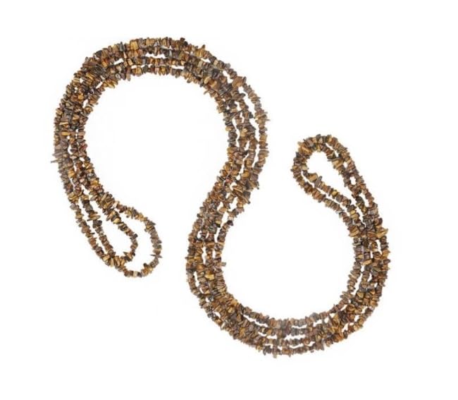 Collier œil de tigre non taillé d'exception et pierres de lune naturelles