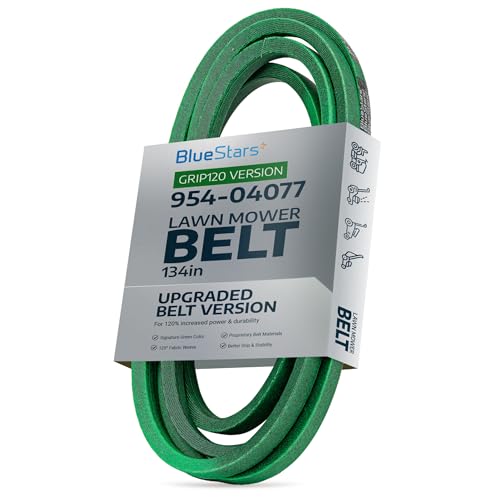 Image of [Upgraded Grip120] BlueStars 954-04077A Deck Belt Aramid Cord 5 /8 inch x 134 inch | Deck Belt for 50 inch Cub Cadet LT1050 XT1 LT50 Troy Bilt MTD Super Bronco XP50 Craftsman Lawn Mower Replaces 954-04077 754-04077