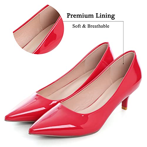 Image of Women's Low Kitten Heel Pumps Classic Fashion Dress Pumps Simple Heeled Shoes for Office Work