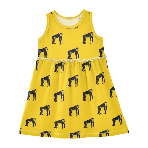 Girls' Sleeveless Dress Funny Printed Summer Swing Casual Cotton Beach Sundress for Girls 2T-8Y