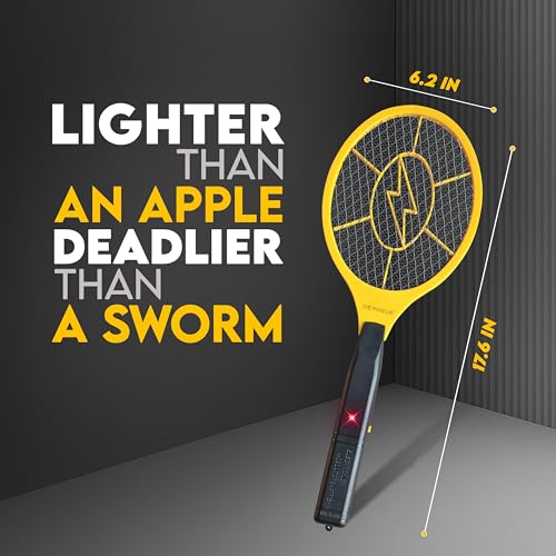 Image of DEVOGUE Pack of 2 Electric Fly Swatter Bug Zapper Battery Operated Flies Killer Indoor & Outdoor Pest Control Mosquito and Insect Catcher Racket (Packing May Vary)