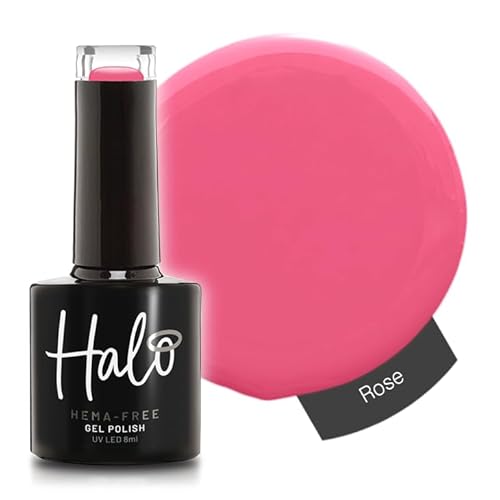 Halo Gel Polish 8ml - Rose. UV/LED Gel Nail Polish, Long Lasting & Easy To Apply. Nail Art Colours For Manicure & Pedicure. Gel Polish For Professional & Home Use.