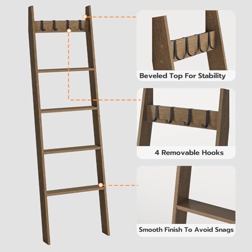 Hoobro MA51CJ01G1 Blanket Ladder For Living Room And Bedroom, 5-Tier Wall Leaning Towel Rack thumb #6