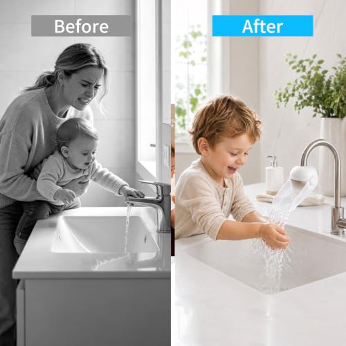 Image of Faucet Extender for Kitchen and Bathtub Sink, Universal Sink Handle Extenders, Fun Hand-Washing for Kids (White)