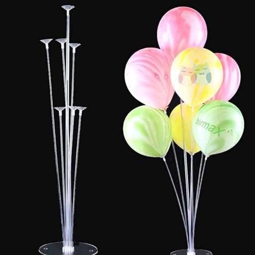 Image of Partycat Balloon Stand Kit (Pack of 2) - Clear Table Balloon Holders with 14 Sticks, 14 Cups, and 2 Bases, Reusable Decoration for Birthdays, Weddings, Anniversaries, Party Centerpieces, Table Display