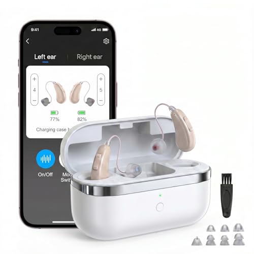 Hearing Aids for Seniors, Bluetooth Hearing Aids with AI Speech Enhancement & Noise Reduction, Rechargeable OTC Hearing Aid with App Control, for Mild to Moderate Hearing Loss Everyday Life