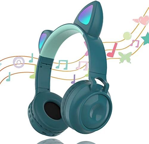 Gojiny ヘッドフォン 猫耳ヘッドフォン 可愛い マイク付き 折りたたみイヤホン ヘッドセット ライトマイク 携帯 Pc Switch Xbox One Ps4に対応 取り外し可能 女性向けヘッドフォン グリーン Shorehamlifeboat Co Uk