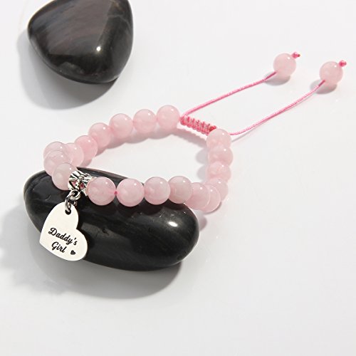 Papa Bear Daddy's Girl Natural Stone Macrame Beads Bracelet Matching Set Bracelet for Father and Daughter2