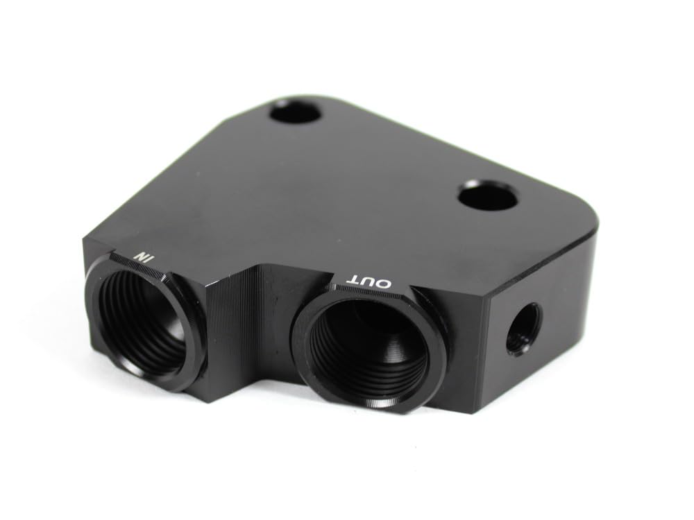 Adattatore radiatore olio alluminio nero anodizzato olio Dash10 AN10 2 connettori 1/8" per sensori di temperatura e pressione per motori LS1 LS2 LS3 LS6 LS7 LS9 GM-V8 Gen IV 1039106