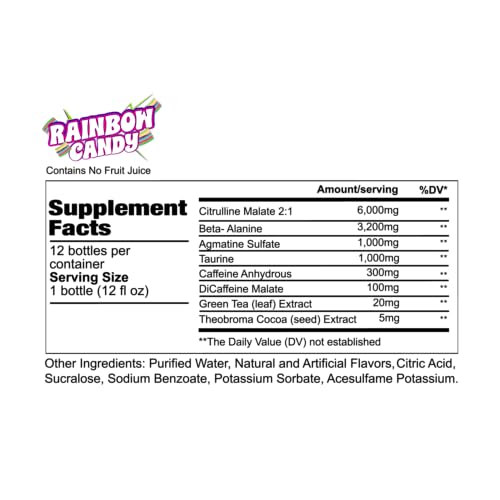 Image of REDCON1 Total War Ready to Drink Pre Workout | Rainbow Candy | 365mg Caffeine + Citrulline Malate + Beta Alanine | Zero Sugar (12 Pack)