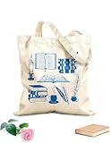 AILOONG Strandtasche aus Polyester-Baumwolle 340g/m² dickes Gewebe Bücher Vintage Bibliothek Bücherwurm Universitätsbildung Weißer Lesesaal Hautfreundliches Material