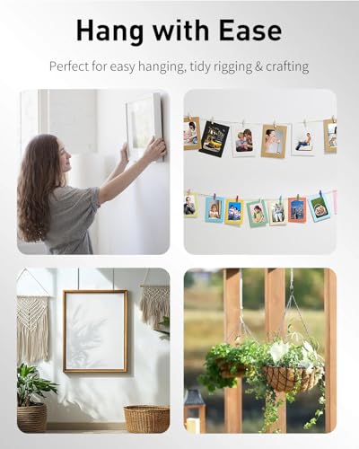 Image of Uniclife Picture Hanging Wire, 100 Feet 1 /32 inch Picture Wire with Crimping Sleeves, Stainless Steel Rope for up to 110 lbs, Trellis Line Cable for Photo Frames and String Lights