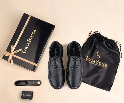Image of LOUIS STITCH Men's Formal Derby Shoes | The Comforter Series | Ultra-Lightweight Lace-Up Shoes for Men| Perfect for Business, Formal & Occasion Wear | LSLXPDDB