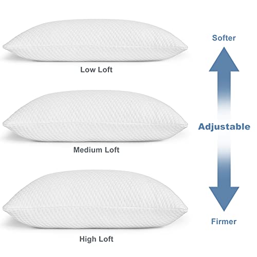 Molblly Standard Pillows Shredded Memory Foam Cooling Bed Pillows Set Of 2 Pack Standard Size Pillows 20 X 26 In,Adjustable Loft Washable The Pillow For Side Back Stomach Sleeper Pillows For Sleeping #TOP1