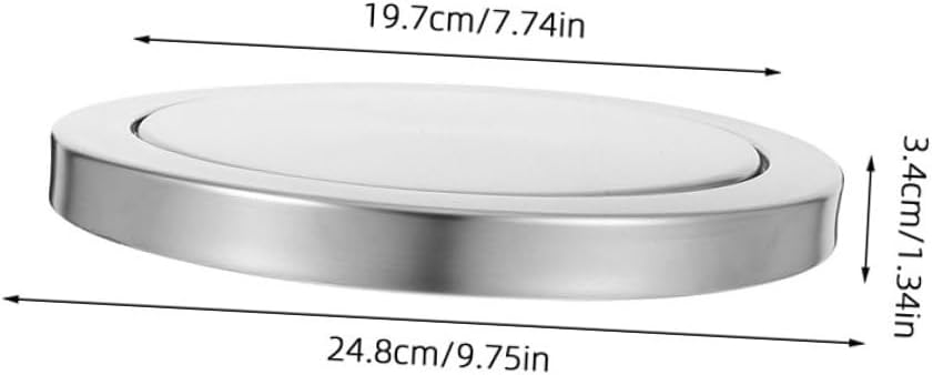 2pcs Stainless Steel Trash Can Lid with Swing Flap, Recessed Countertop Garbage Can Cover for Kitchen and Bathroom, 21.5-24cm Opening