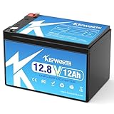 KEPWORTH Batterie 12V 12Ah Lithium LiFePO4, 153,6Wh Énergie