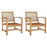 vidaXL Sedia 2 PCS Marrone 65 x 60 x 76,5 cm Legno di Teak Solido, Divano Patio Rectangolare, Rustico per Giardino e Terrazzo, Set di Mobili Resistenti in Legno Teak