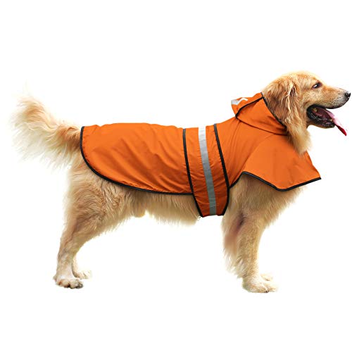 image for HDE Dog Raincoat Jacket Reflective Adjustable Hooded Pet Poncho Rain C