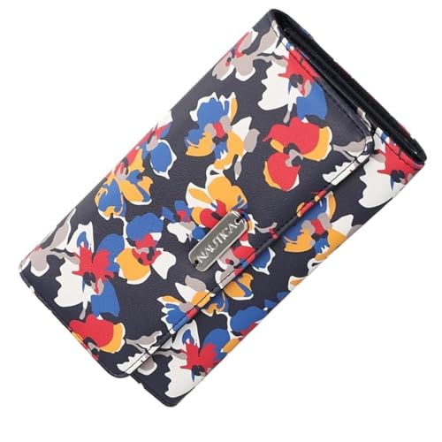 Image of Nautica Money Manager Womens Slim RFID Blocking Wallet, Small Bifold Credit Card Holder with Zipper Coin Pocket and ID Window