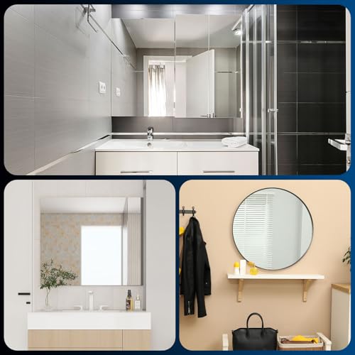 Image of uxcell 8Pcs Metal Mirror Holder Clips, Mirror Hangers Hardware Kit with Screws Large Size for Wall Mounting Frameless Mirrors, Wall Tile, Billboards Display, White