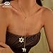 Dreamtimes Jewish Hebrew Chai Pendant Necklace Star of David Necklace for Men Women Y Chain Adjustable Long Necklaces Elegant Jewish Jewelry (Gold)
