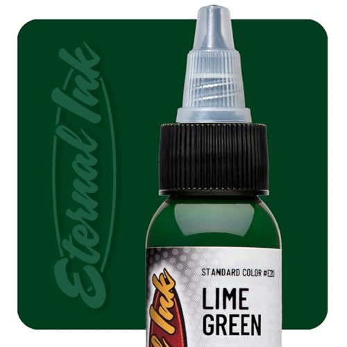 Eternal Ink Lime Green 1 oz Tattoo Ink - Pure, Cool Green Inspired by Lime Peel - Bright, Vibrant Color for Details and Highlights - Vegan and Sterile for Professional Tattoo Artists and Beginners