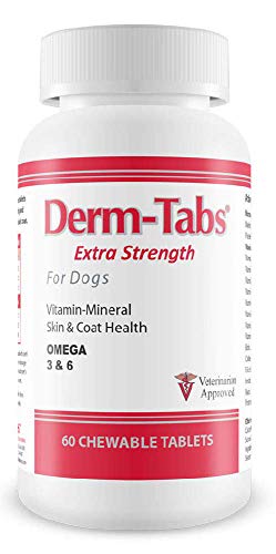 Pet Health Solutions Derm Tabs Extra Strength for Dogs - Natural Oil, Vitamins, Minerals, and Antioxidants - Support Healthy Skin and Reduce Shedding -120 Chewable Tablets